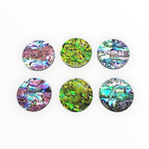 35 mm Abalone Shell Circle, One-Hole Sew-On Shell on Acrylic Gem (Sold in Pairs)
